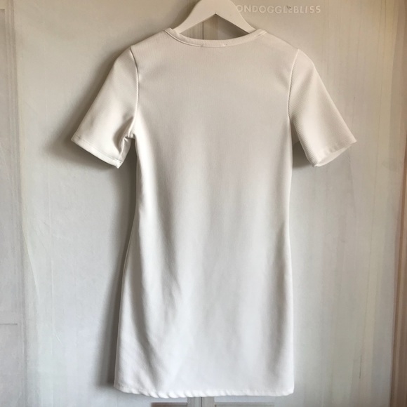 ELODIE White Ribbed Bodycon Dress - Picture 4 of 8
